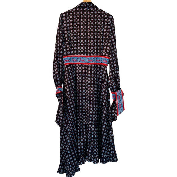 SANDRO Catlyn Printed Silk Midi Dress in Black - Picture 11 of 14